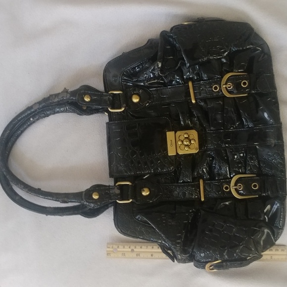 Chloe Handbags - Vintage Chloe Elsie embossed croc leather gold bag